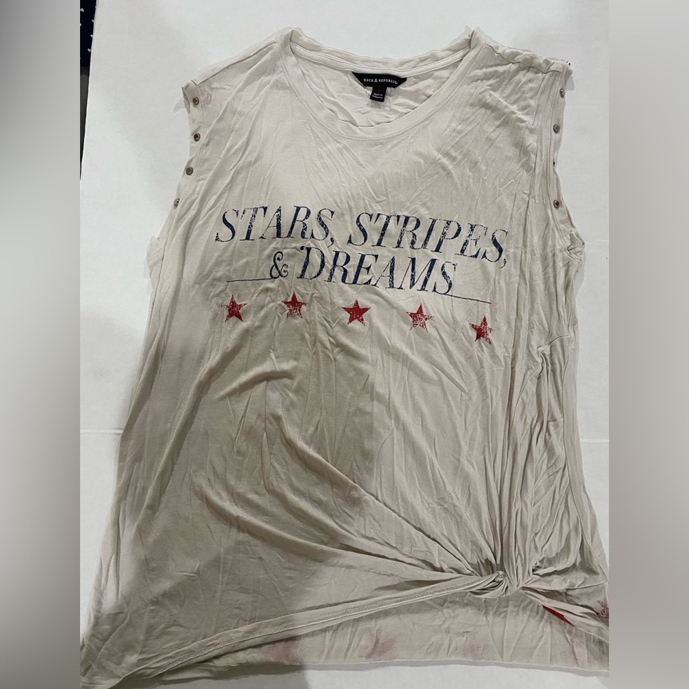 Rock & Republic Stars, stripes & dreams sleeveless shirt size L
